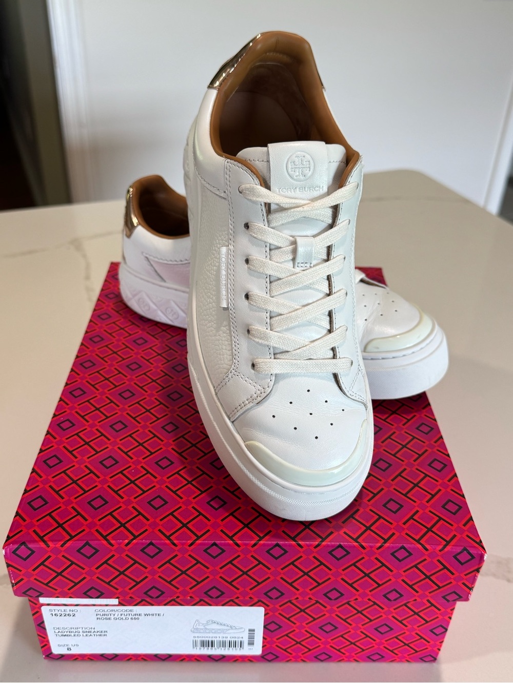 Tory Burch Ladybug Pebbled Leather Platform Sneakers